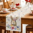 thumbnail image 5 of Bunny Easter Table Runner - 70 Inch Long Spring Floral Pastoral Rabbits Rustic Cotton and Linen Blended Dress Scarves Farmhouse Table Runner for Kitchen Dining, Coffee Table, 13" x 70", 5 of 8