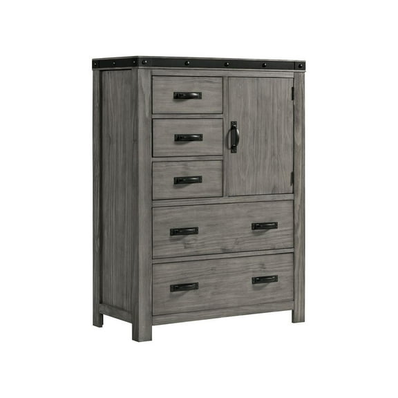 Picket House Furnishings Montauk Solid Wood 5-Drawer Gentleman's Chest in Gray