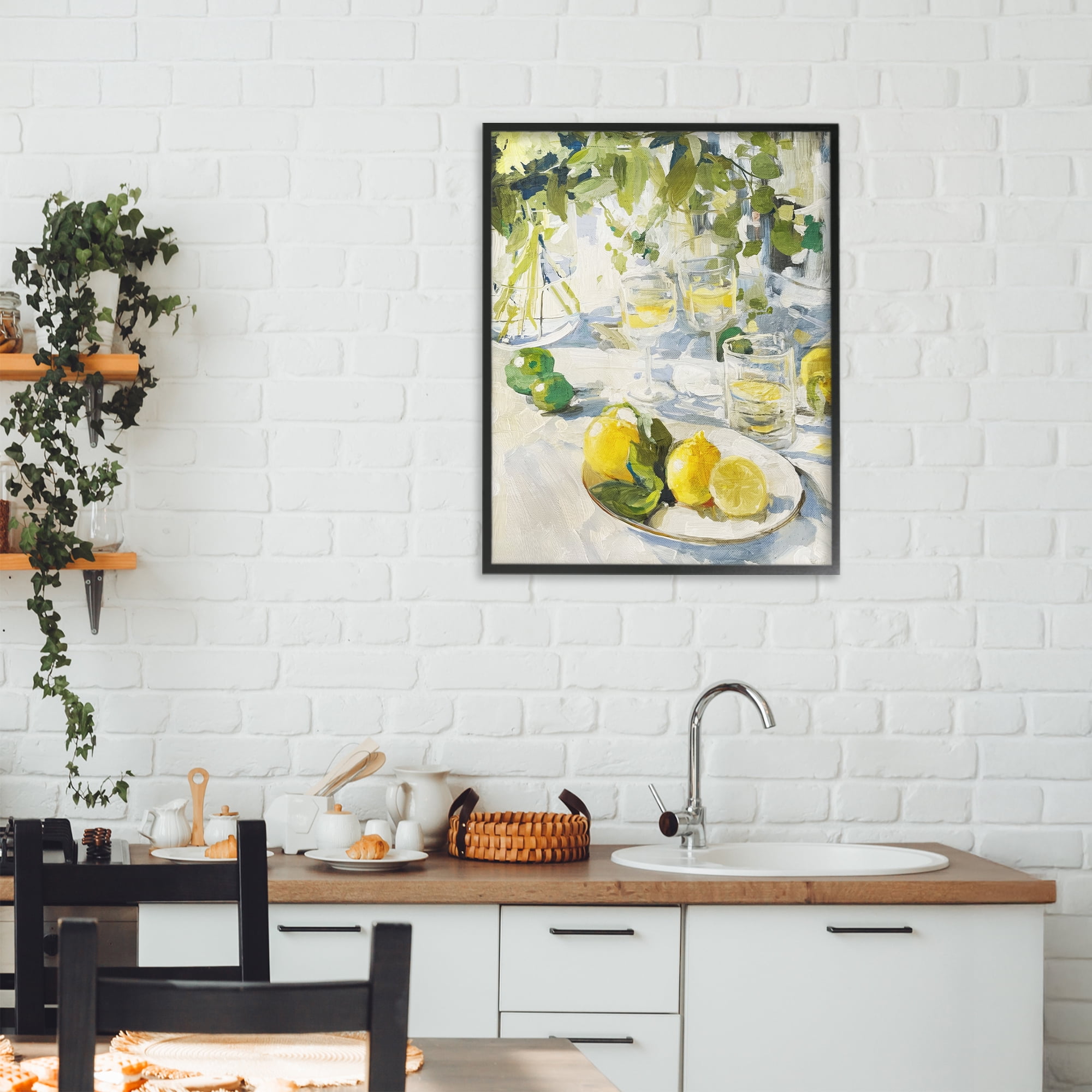Stupell Industries Meringue Lemons Table Spread Black Framed Giclee Art, design by Annabelle Hall