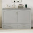 thumbnail image 6 of Harper & Bright Designs Full Size Murphy Bed Wall Bed with Storage Drawers, Wood Murphy Bed Chest with Sockets & USB Ports, Pulley Structure Design, Gray, 6 of 14