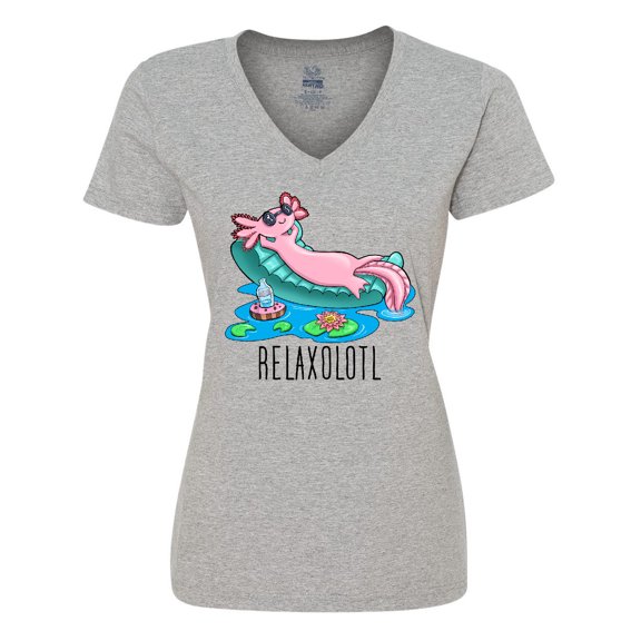 Inktastic Relaxolotl- Cute Axolotl on Summer Vacation Women's V-Neck T-Shirt