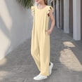 thumbnail image 4 of Delliss Girls Jumpsuits Ruffle Sleeveless Strap Casual Loose Overalls One Piece Wide Leg Pants Rompers 5-15 Years, 4 of 8