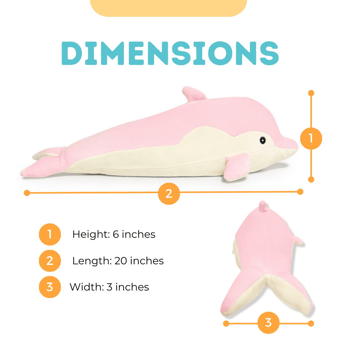 AYOKA TOYS Weighted Stuffed Animals 3.5 lbs, 20" Dolphin Cute Soft and Huggable Plush Stuffed Animals, Kawaii Weighted Stuffed Animal Sensory Toy Plushies for Girls, Boys, and Adults (Pink)