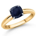 thumbnail image 2 of Gem Stone King 10K Two Tone Gold Blue Sapphire Solitaire Engagement Ring for Women (1.30 Cttw, Gemstone September Birthstone, Cushion 6MM), 2 of 4