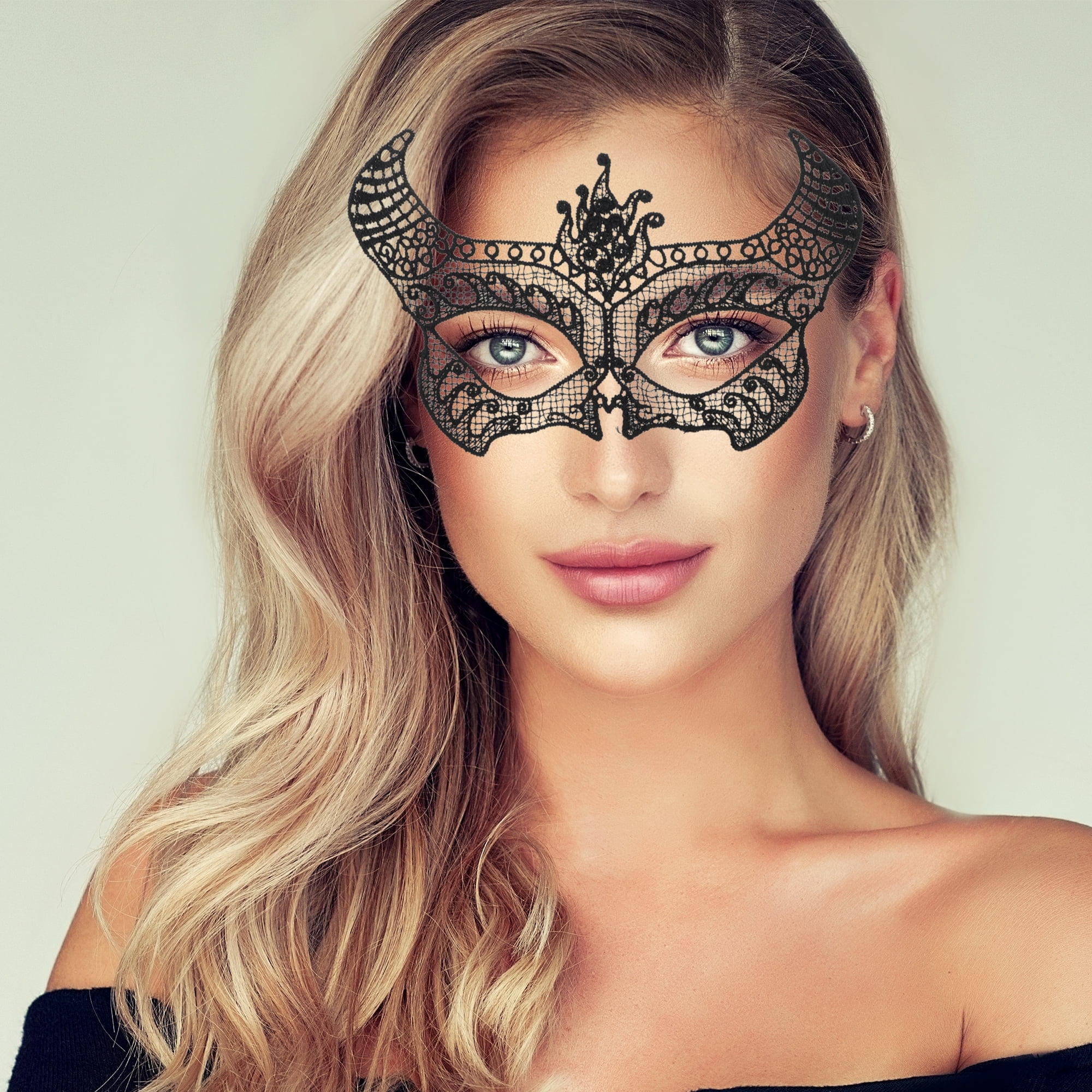 Unique Bargains 1 Pack Elegant Lace Half Face Party Mask in Black Black Pattern 4