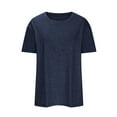 thumbnail image 3 of loopsun Plus Size Tops for Womens,Womens Summer Tops,Fashion Women's Casual Short Sleeved Round Neck Solid Color Top Navy L, 3 of 4