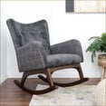 thumbnail image 4 of Rocking Chair with Solid Wood Frame, Stain Resistant Fabric – Brown/Dark Gray | Fabric | Solid Wood, 4 of 9