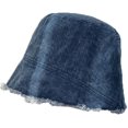 thumbnail image 4 of CoCopeaunts Denim Bucket Hats Irregular Foldable Men Fisherman Hat Unisex Fashion Frayed Brim Summer Travel Bucket Cap for Women, 4 of 8