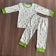 thumbnail image 1 of Conjunto de pijama de Halloween para niños y niñas, tela de seda de leche, calabaza amarilla + pantalones de manga larga con diseño de Castillo, conjuntos de pijama para 2 hermanos, 1 of 4