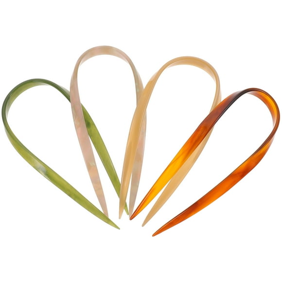 FRCOLOR french pin 4pcs Acetate Hair Pin U Shaped Hair Fork Bun Hair Holder Hair Accessories for Women,4.72"X1.97"X0.59"