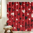 thumbnail image 3 of 72x72 Inch Valentine''s Day Shower Curtain Red Black Hearts Love Bath Curtain Sets Waterproof Valentines Fabric Shower Curtains for Bedroom Livingroom Bathroom Decor with Hooks, 3 of 6