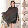 thumbnail image 4 of Women Splice Poncho With Tassels Plush Shawl Scarf Fringed Wraps Pashminas Sweater Pullover Cape Gifts For Women Sweater Tassel Hem Shawl Wrap Cloak Christmas Scarfs for Women Lightweight Cotton, 4 of 4