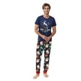 thumbnail image 3 of REORIAFEE Christmas Family Pajamas Matching Sets 2 Piece Big and Tall Loungewear Long Sleeve Top Pant Santa Graphic Soft Sleepwear Blue M-3XL, 3 of 8