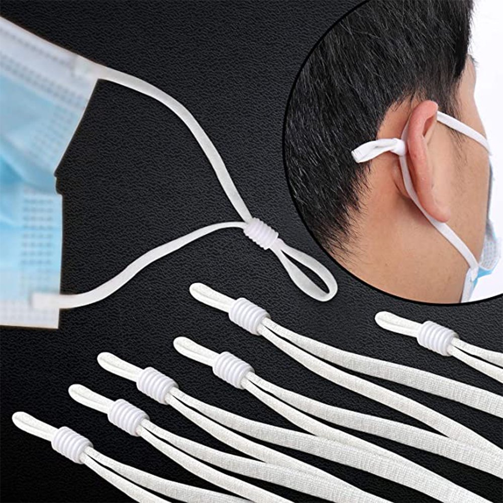 Lilvigor 50 Pieces Elastic Mask String with Adjustable Buckle for Adult