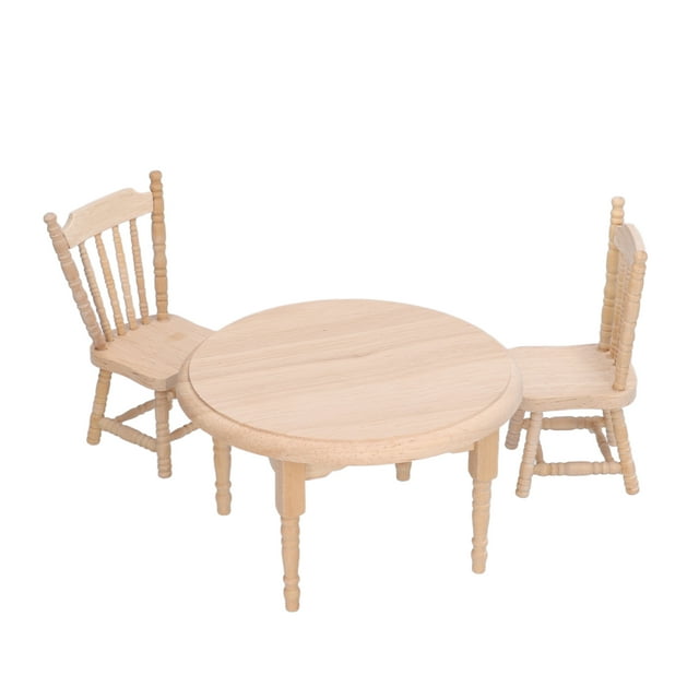 Modèle de Chaise de Table à Manger, Table Ronde de Maison de Poupée Exercice Imagination Bouleau pour Chambre pour Bureau pour Salon pour Enfants