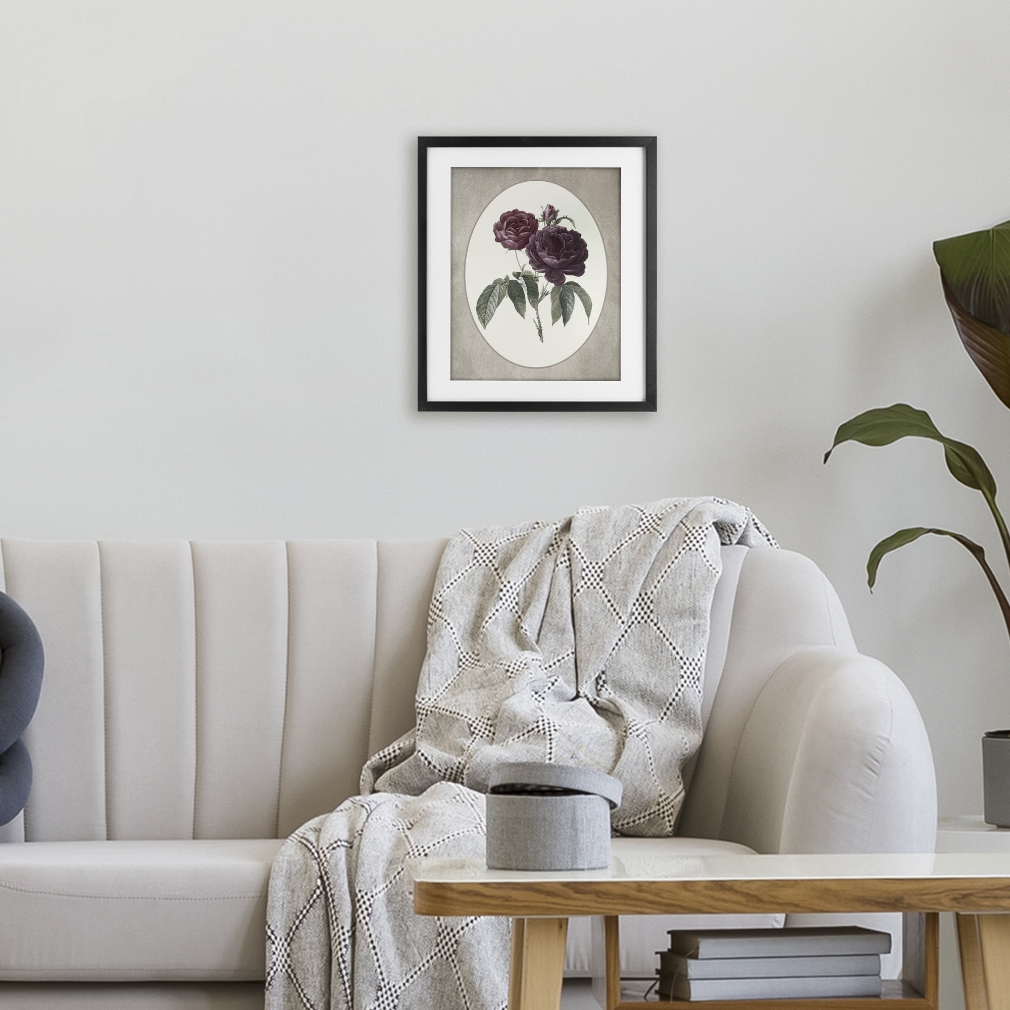 Vintage Blooms within Oval Black Framed Print Under Glass, design by Lettered and Lined