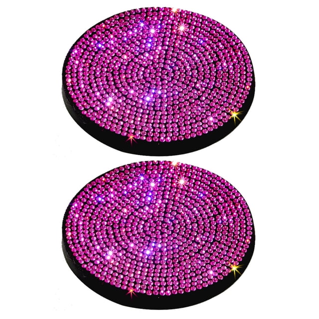 Speravity 2 piezas de plástico de PVC para automóvil, portabotellas, elegante, impermeable, lavable, almohadilla de diamantes de imitación, accesorios Type3 NO3