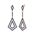 thumbnail image 2 of Boucles d'Oreilles Pendantes en Argent Sterling 925 Vermeil Rose avec Saphir Bleu Rond pour Femmes, Lustre de Mariage, 2 of 4