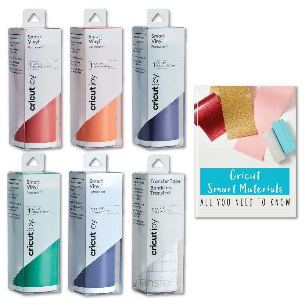 Cricut Joy Smart Permanent Adhesive Vinyl Rolls, Rainbow Color Bundle