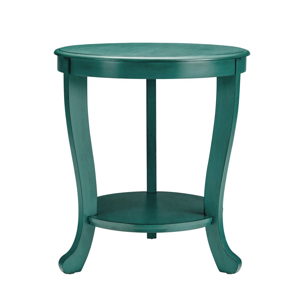 Powell Aubert Round Accent Side Table, Teal Blue