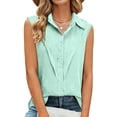 thumbnail image 4 of PFRNLF Women's Tank Top V Neck Button Down Collared Sleeveless Shirts Casual Linen Blouse Tops, 4 of 8