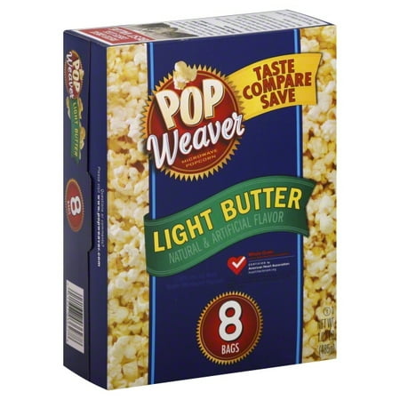 Pop Weaver Light Butter Microwave Popcorn 2 Oz, 8 Ct