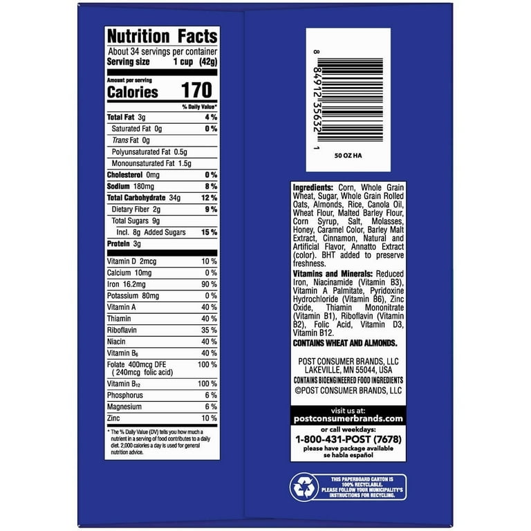 honey bunches of oats nutrition facts ingredients