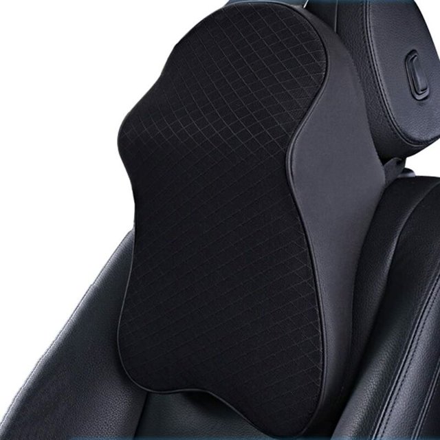 Reposacabezas de coche - Cojín de asiento de coche para conductor, pasajero, almohada de espuma viscoelástica para el cuello, cómodo, negro