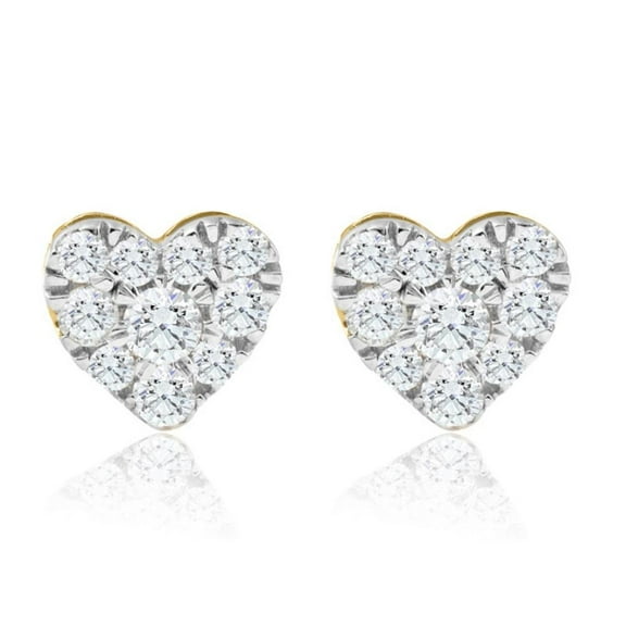 Pompeii 1/2Ct Heart Shape Diamond Studs Yellow Gold Lab Grown 7mm Women's Earrings