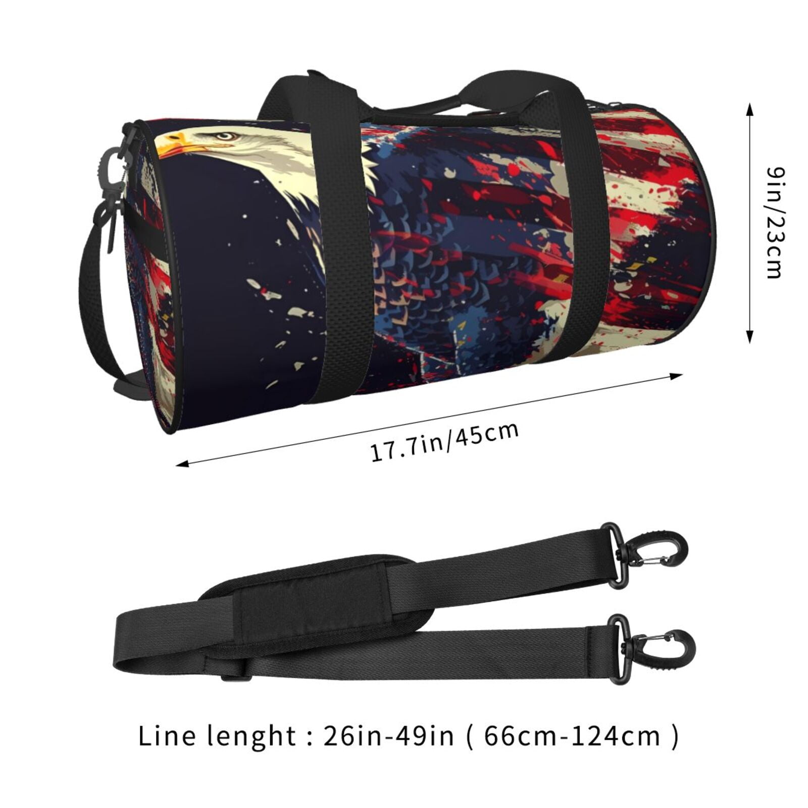 Vsdgher Watercolor Bald Eagle 45L Foldable Duffel Bag, Sports Gym Bag,Overnight Bag, Portable Weekender Bag for Airplanes