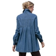Woman Within Women's Plus Size Pleat-back Denim Jacket Color: Medium Stonewash Size: 1X