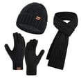 thumbnail image 2 of Honeeladyy 3Pcs Winter Beanie Hat Scarf Touchscreen Gloves Set for Men and Women, Fall Winter Casual Knitted Fleece Lined Hats Thermal Gloves Long Scarf for Cold Weather, Black, 2 of 5