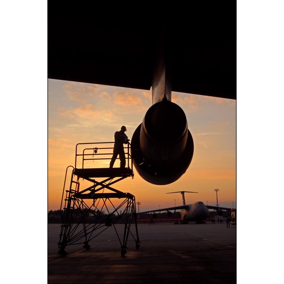 24"x36" Gallery Poster, Engine check TF 39 Engine Lockheed C-5 Galaxy Ramstein afb