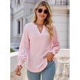 thumbnail image 4 of Women'S Casual Long Sleeve V-Neck Pullover Shirt Top Pink XXL, 4 of 8