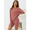 thumbnail image 2 of DARING DIVA Women's 2 Pcs Biker Shorts Lounge Sets Ribbed Knit Outfits Red S, 2 of 6