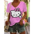 thumbnail image 5 of Camiseta de cuello en V para mujer con estética de Hello Kitty, ropa de calle, camiseta divertida de manga corta para mujer, top de festival para chica de moda, 5 of 5