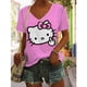thumbnail image 4 of Camiseta de cuello en V para mujer con estética de Hello Kitty, ropa de calle, camiseta divertida de manga corta para mujer, top de festival para chica de moda, 4 of 4