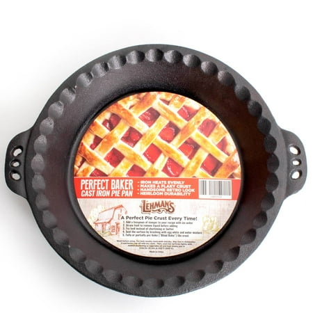 

Lehman s Extra Deep Pie Pan - Pre-Seasoned Cast Iron Bakeware with Crimped Edges 10.25 inches