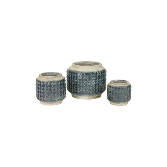 Maceta KALALOU CDL2113 - Juego de tres macetas, color azul
