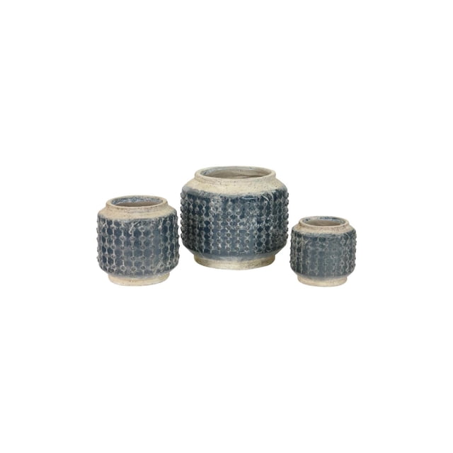 Maceta KALALOU CDL2113 - Juego de tres macetas, color azul