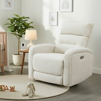 Spruce & SpringPower Swivel Glider Recliner with USB Charging for Home Theater, Linen