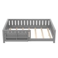 thumbnail image 4 of Bellemave Full Size Floor Bed with Bookshelf, Wood Montessori Beds with Slats and Safety Guardrail, Low Profile Queen Bed Frame with Fence, No Box Spring Needed (Gray), 4 of 8
