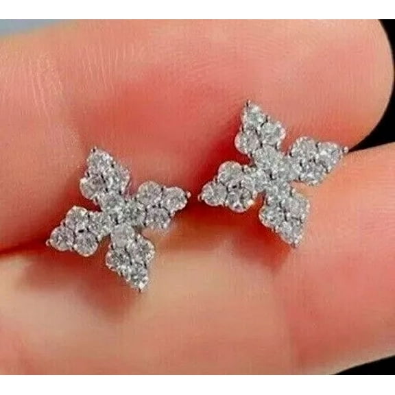 2.20 Ct Round Cut Moissanite Women's Cluster Stud Earrings sterling sliver