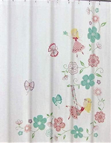 Cynthia Rowley Kids Flying Faries Shower Curtain with Flowers and Butterflies