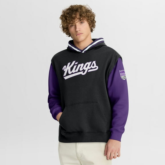 Men's Fanatics  Black/Purple Sacramento Kings Half Court Shot Clock Fastbreak Hoodie