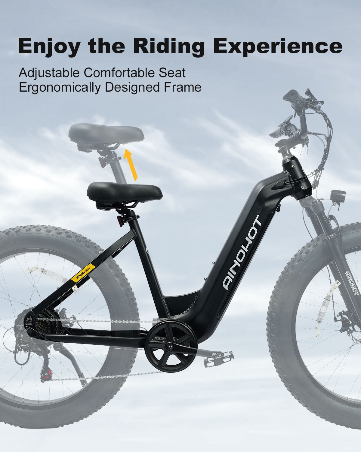 AINOHOT Terra Electric Bike for Adults 1000W Peak, 26" Fat Tire Electric Mountain Bike 48V 624WH Battery Ebike, UL2849
