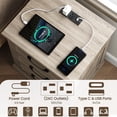 thumbnail image 3 of IDEALSOUL Nightstand for bedroom, Gray Farmhouse End Table with Charging Station, 3 Drawers Storage, 3 of 10
