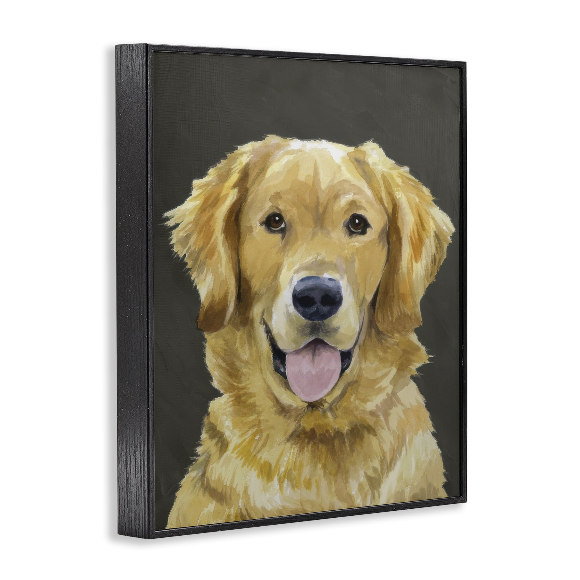 Stupell Industries Joyful Golden Retriever Portrait Black Framed Giclee Art, design by Lil' Rue