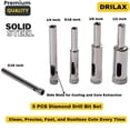 thumbnail image 2 of DRILAX Diamond Drill Bit Set for Tile Glass Granite Ceramic Porcelain 5 Pcs, 2 of 9