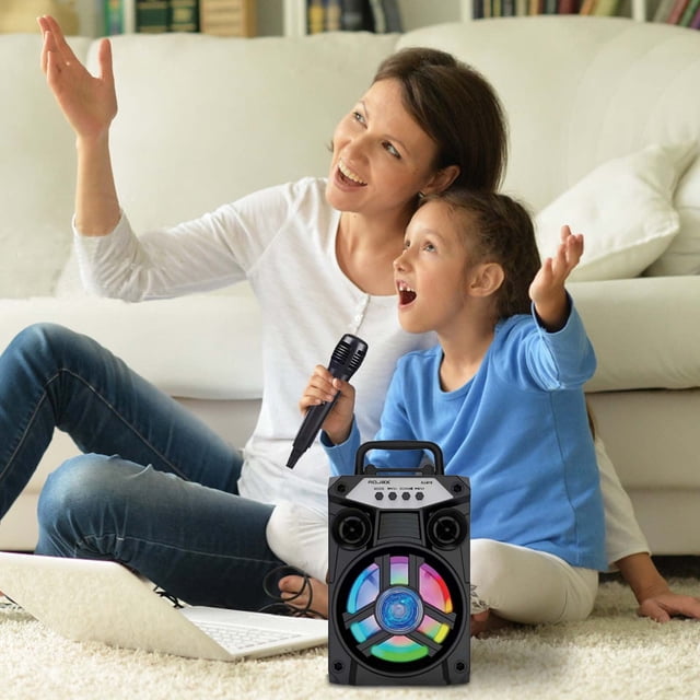 ¡Gran oferta! Altavoz Bluetooth portátil con micrófono, doble subwoofer de graves potentes, altavoz inalámbrico Bluetooth 5.0 de 30 metros para exteriores, luces LED de colores, sonido